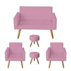 Namoradeira Com 2 Poltronas Nina E 2 Puffs Sófia Rosa Bebê