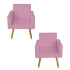 Namoradeira Com 2 Poltronas Nina E Puff Aramado Rosa Bebê