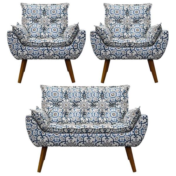 Namoradeira Com 2 Poltronas Opala Estampado Exclusivo D'rost