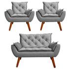 Namoradeira Com 2 Poltronas Opala Linho Cinza D'rost