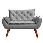 Namoradeira Com 2 Poltronas Opala Linho Cinza Kasa Sofá