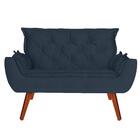 Namoradeira Com 2 Poltronas Opala Suede Azul Marinho D'rost
