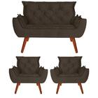 Namoradeira Com 2 Poltronas Opala Suede Castor Kasa Sofá