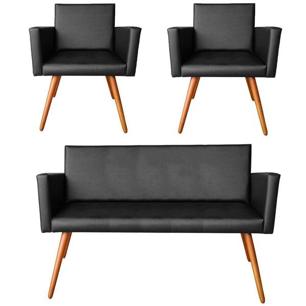 Namoradeira Com 2 Poltronas Vitória Courino Sintético Preto K