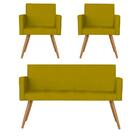 Namoradeira Com 2 Poltronas Vitória Suede Amarelo D'rost