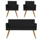 Namoradeira Com 2 Poltronas Vitória Suede Preto D'rost