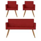 Namoradeira Com 2 Poltronas Vitória Suede Vermelho Kasa Sofá