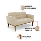 Namoradeira Com Poltrona Base De Madeira Castanho Elisa Suede