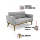 Namoradeira Com Poltrona Base De Madeira Castanho Elisa Suede