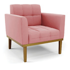 Namoradeira Com Poltrona Base De Madeira Castanho Elisa Suede