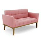 Namoradeira Com Poltrona Base De Madeira Castanho Elisa Suede