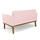 Namoradeira Com Poltrona Base De Madeira Castanho Elisa Suede