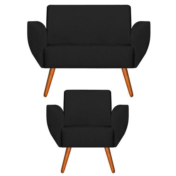 Namoradeira Com Poltrona Jolly Suede Preto D'rost