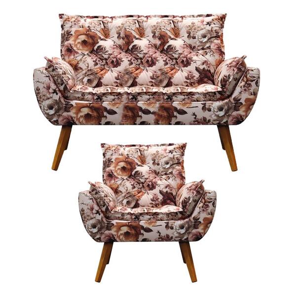 Namoradeira Com Poltronas Opala Estampado Exclusivo Floral Ka