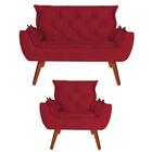 Namoradeira Com Poltronas Opala Suede Vermelho D'rost