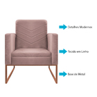 Namoradeira Decorativa Bella Base De Ferro Bronze Linho - Doc