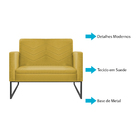 Namoradeira Decorativa Bella Base De Ferro Preta Suede - Amar