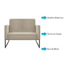 Namoradeira Decorativa Bella Base De Ferro Preta Suede - Amar