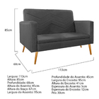 Namoradeira Decorativa Bella Palito Mel Corano Cinza - Amaren