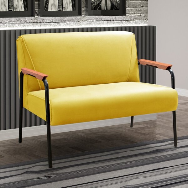 Namoradeira Decorativa Braços Fixo Jade Amarelo