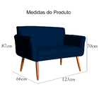 Namoradeira Decorativa Isabela Pés Palito Suede Azul Marinho