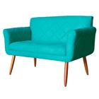 Namoradeira Decorativa Isabela Pés Palito Suede Azul Turquesa