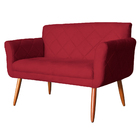 Namoradeira Decorativa Isabela Pés Palito Suede Vermelho - Ds