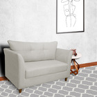 Namoradeira Decorativa Isis Pés Trapézio Suede Bege - Ds Esto