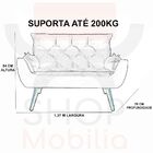 Namoradeira Decorativa Melissa 2 Lugares Madeira Corano Branco