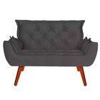 Namoradeira Decorativa Melissa 2 Lugares Madeira Suede Cinza