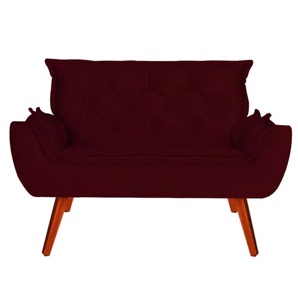 Namoradeira Decorativa Melissa 2 Lugares Pés Madeira Suede Ma