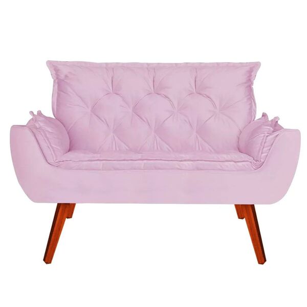 Namoradeira Decorativa Melissa 2 Lugares Pés Madeira Suede Ro