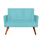 Namoradeira Decorativa Nina Com Pés Madeira Suede Azul Turque