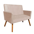 Namoradeira Decorativa Nina Com Pés Madeira Suede Bege