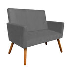 Namoradeira Decorativa Nina Com Pés Madeira Suede Cinza