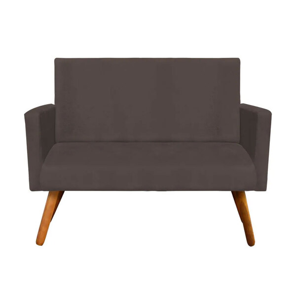 Namoradeira Decorativa Nina Com Pés Madeira Suede Marrom