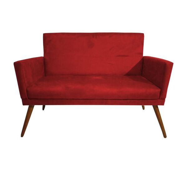 Namoradeira Decorativa Nina Com Rodapé Suede Vermelho - Ds Mó
