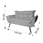 Namoradeira Decorativa Opala Pés Palito Suede Cinza Web Shop