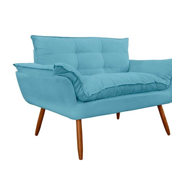 Namoradeira Decorativa Para Sala De Estar Opala Suede Azul Tu