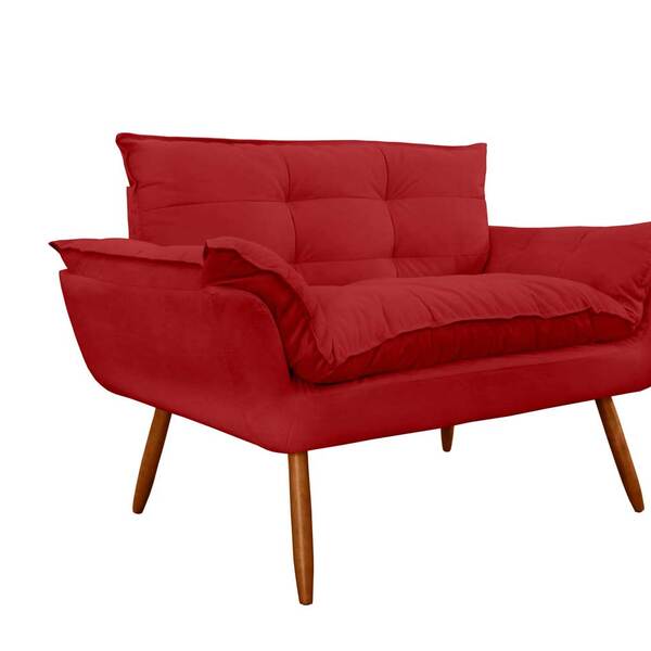 Namoradeira Decorativa Para Sala De Estar Opala Suede Vermelh