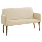 Namoradeira Decorativa Para Sala Nina Suede Bege Pé Castanho