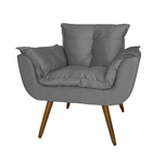 Namoradeira Decorativa Perola Com 2 Poltronas Suede Cinza