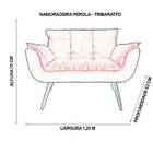 Namoradeira Decorativa Perola Com 2 Poltronas Suede Cinza
