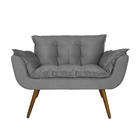 Namoradeira Decorativa Perola Com 2 Poltronas Suede Cinza