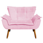 Namoradeira Decorativa Perola Plus Com 2 Poltronas Suede Rosa
