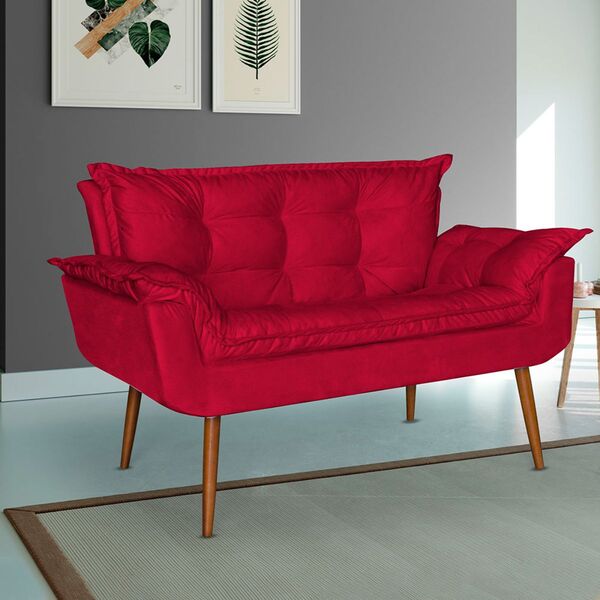 Namoradeira Decorativa Sala De Estar Analu Suede Vermelho
