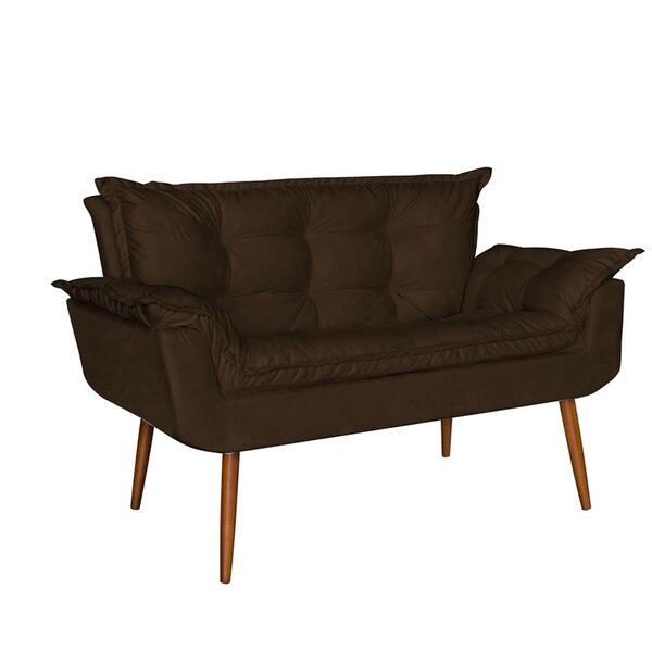 Namoradeira Decorativa Sala De Estar Opalla Suede Marrom