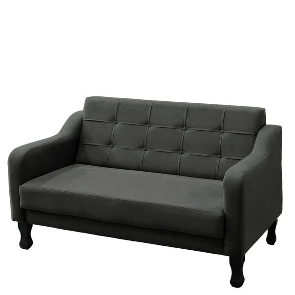 Namoradeira Decorativa Sofá 2 Lugares Sofia Suede Cinza