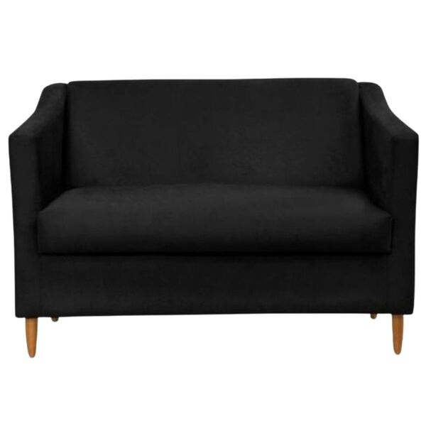 Namoradeira Decorativa Sofá 2 Lugares Tila Suede Preto