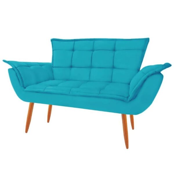 Namoradeira Decorativa Sofá Opala Clean Suede Azul Turquesa